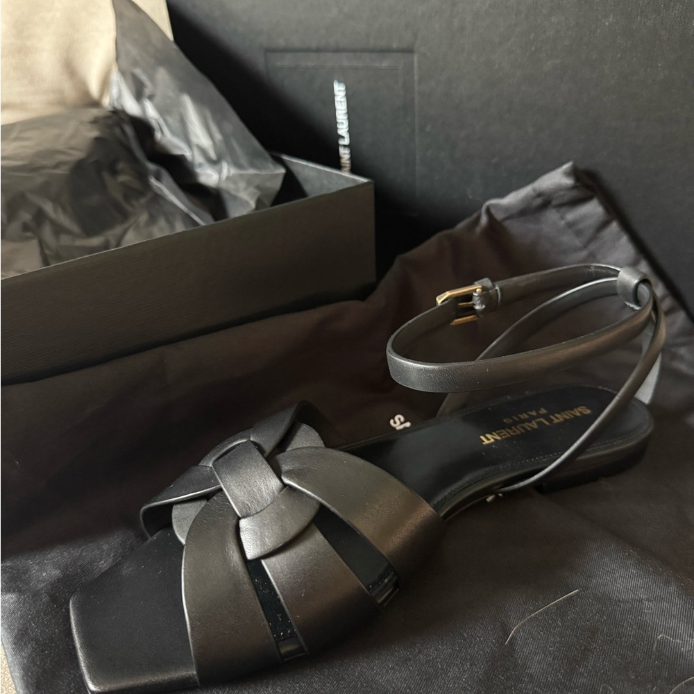 NWT Saint Laurent Tribute calfskin ankle strap sandal